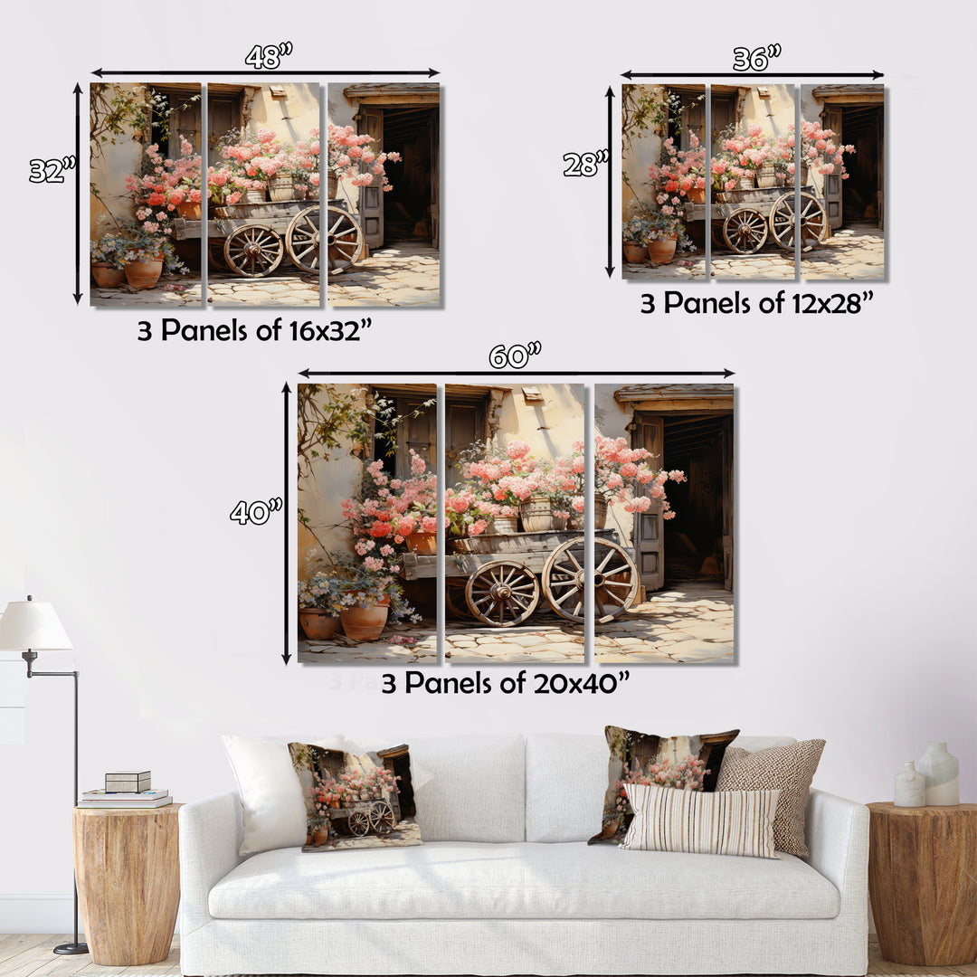Pink Old Cart Wheels - Old American Cart Canvas Wall Art
