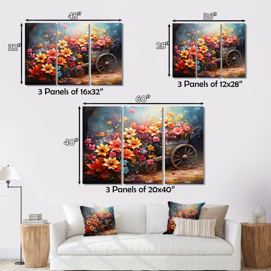 Colorful Old Cart  Of - Old American Cart Canvas Wall Art