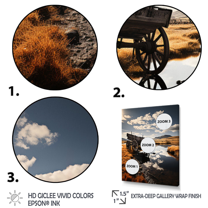 Yellow Old Cart Country Heritage - Old American Cart Canvas Wall Art