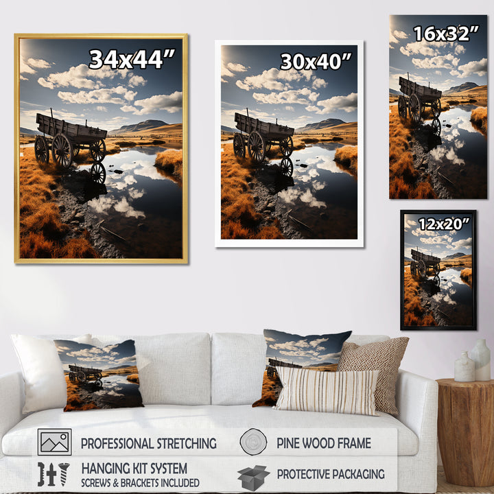 Yellow Old Cart Country Heritage - Old American Cart Canvas Wall Art