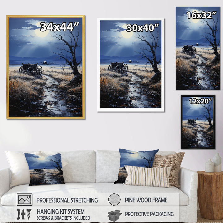 Grey Old Cart Forgotten Journey - Old American Cart Canvas Wall Art