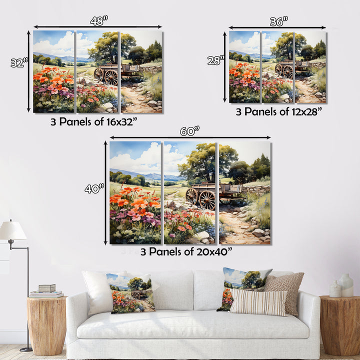 Green Old Cart Rural Charms - Old American Cart Canvas Wall Art