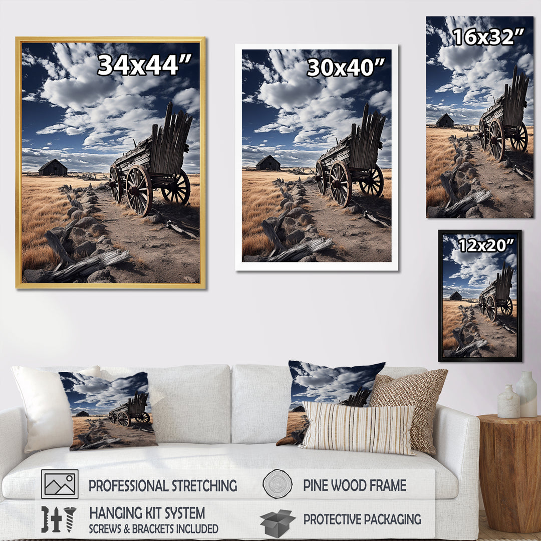 Grey Old Cart Rustic Charm - Old American Cart Canvas Wall Art