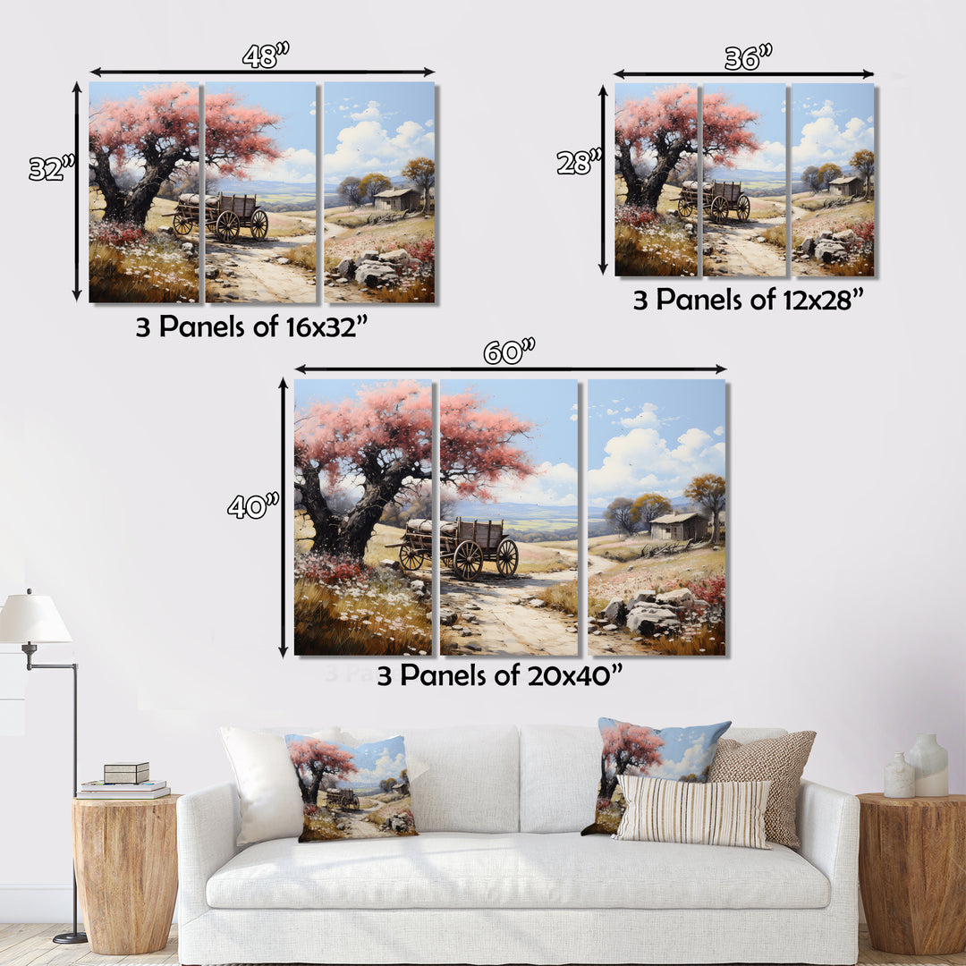 Pink Old Cart Vintage Charm - Old American Cart Canvas Wall Art