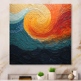 Teal Orange Op Art Rhythmic Illusion III - Abstract Canvas Wall Art