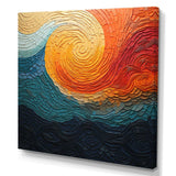 Teal Orange Op Art Rhythmic Illusion III - Abstract Canvas Wall Art