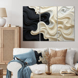 Black White Opt Art Contrasting Waves - Multi-Panels