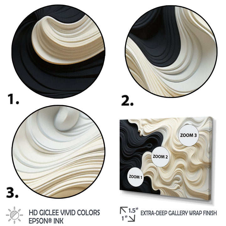 Black White Opt Art Contrasting Waves - Multi-Panels