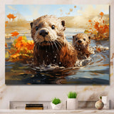 Brown Otters Odyssey - Otter Bedroom Wall Art