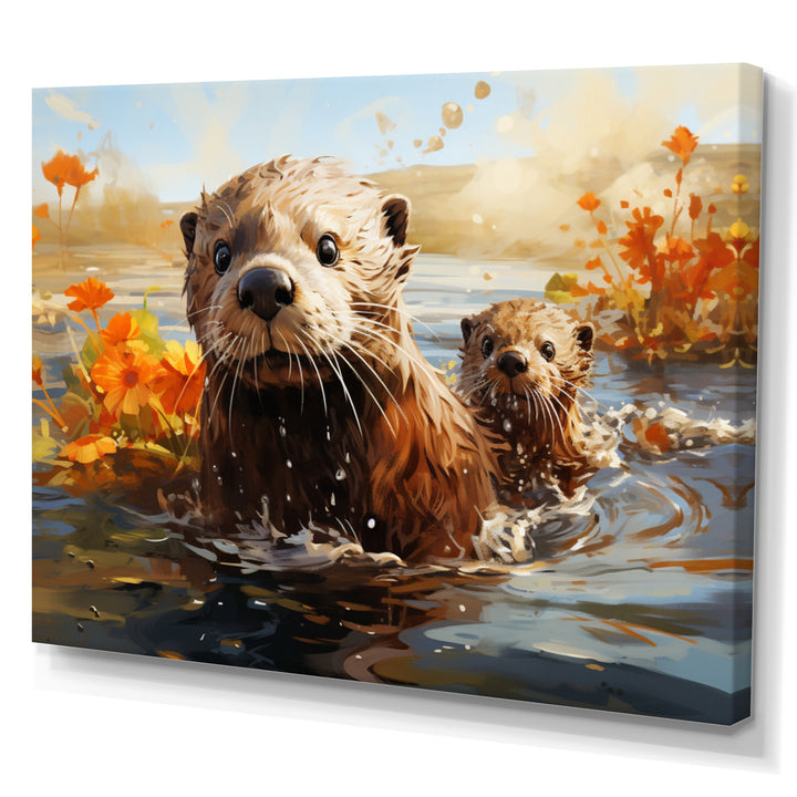 Brown Otters Odyssey - Otter Bedroom Wall Art