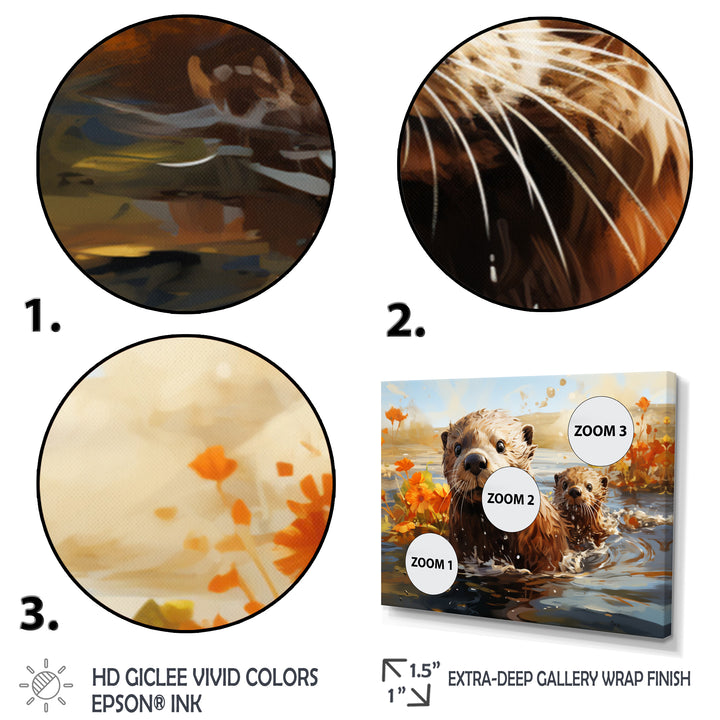 Brown Otters Odyssey - Otter Bedroom Wall Art