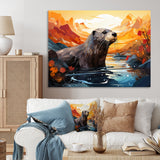 Yellow Otter Playful River Dweller - Otter Canvas Wall Art