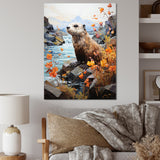 Brown Otter Playful River Dweller - Otter Canvas Wall Art