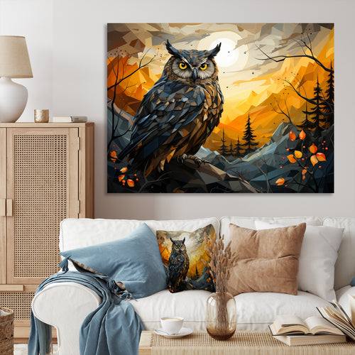 Yellow Owl Nights Watch Geometric - Yellow Owl Wall Art