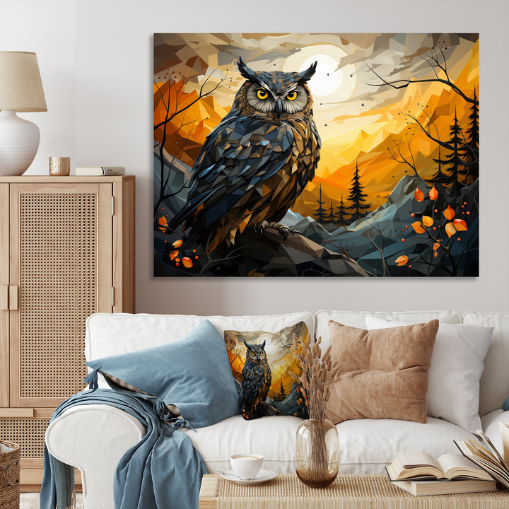 Yellow Owl Nights Watch Geometric - Yellow Owl Wall Art