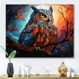 Orange Owl Nights Watch Geometric - Owl Framed Canvas Art