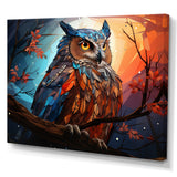Orange Owl Nights Watch Geometric - Owl Framed Canvas Art
