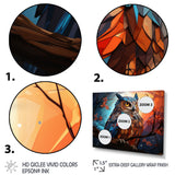 Orange Owl Nights Watch Geometric - Owl Framed Canvas Art