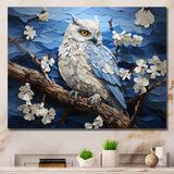 Blue Owl Nights Watch Pastoral - Owl Large Canvas Wall Art