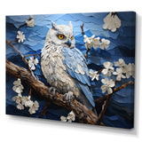 Blue Owl Nights Watch Pastoral - Owl Large Canvas Wall Art
