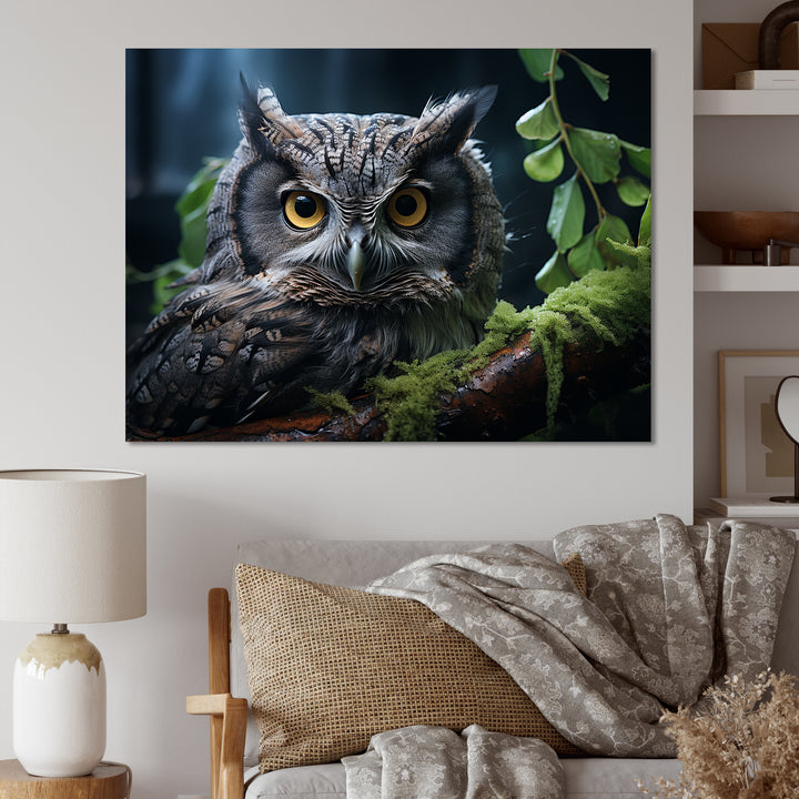 Grey Owl Portrait - Owl Bedroom Wall Art