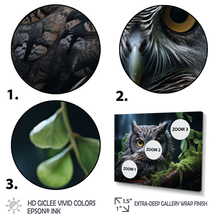 Grey Owl Portrait - Owl Bedroom Wall Art