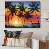 Colorful Bold Palm Trees Landscape IV - Floral Canvas Wall Art