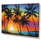 Colorful Bold Palm Trees Landscape IV - Floral Canvas Wall Art