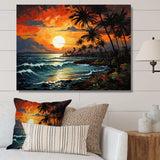 Palm Trees Sunrise I - Floral Canvas Wall Art