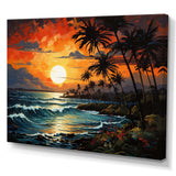 Palm Trees Sunrise I - Floral Canvas Wall Art