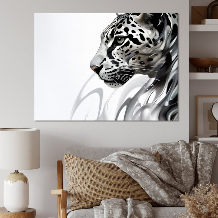 Grey White Panther Abstract Elegance - Panther Wall Decor