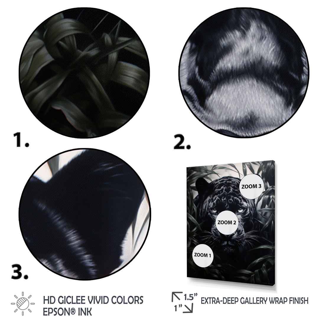 Black White Panther Contrasting Patterns - Panther Canvas Wall Art