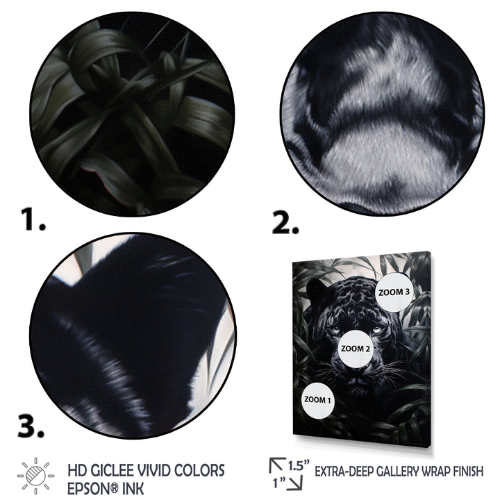Black White Panther Contrasting Patterns - Panther Canvas Wall Art