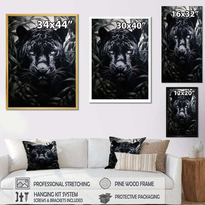 Black White Panther Contrasting Patterns - Panther Canvas Wall Art