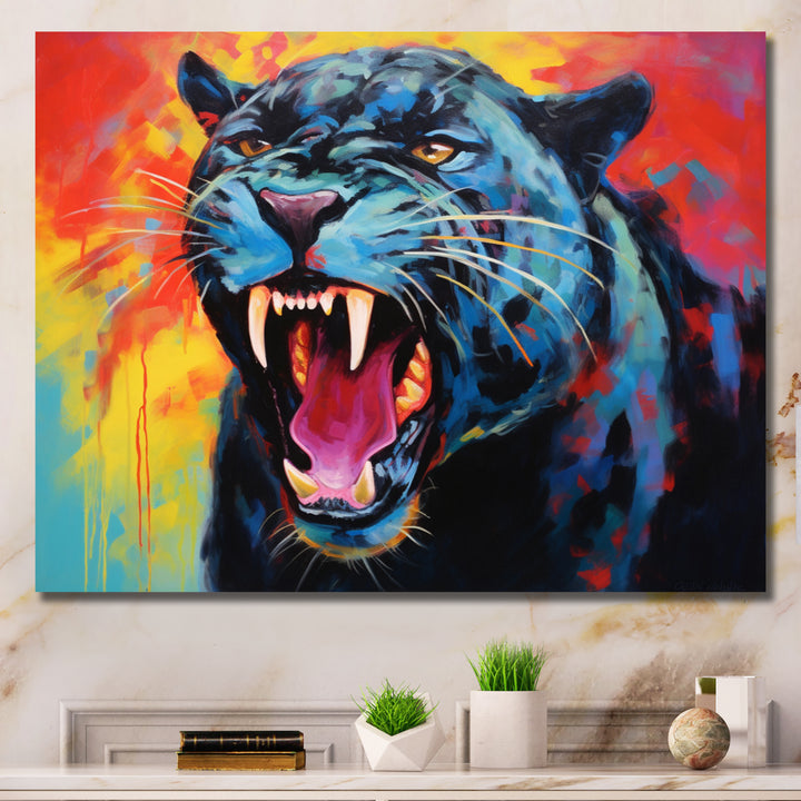 Colorful Panther Expressionist Encounter - Panther Wall Decor