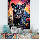 Colorful Panther Futuristic Wilderness Futurist - Multi-Color Panther Wall Art