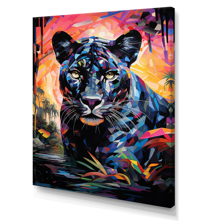 Colorful Panther Futuristic Wilderness Futurist - Multi-Color Panther Wall Art
