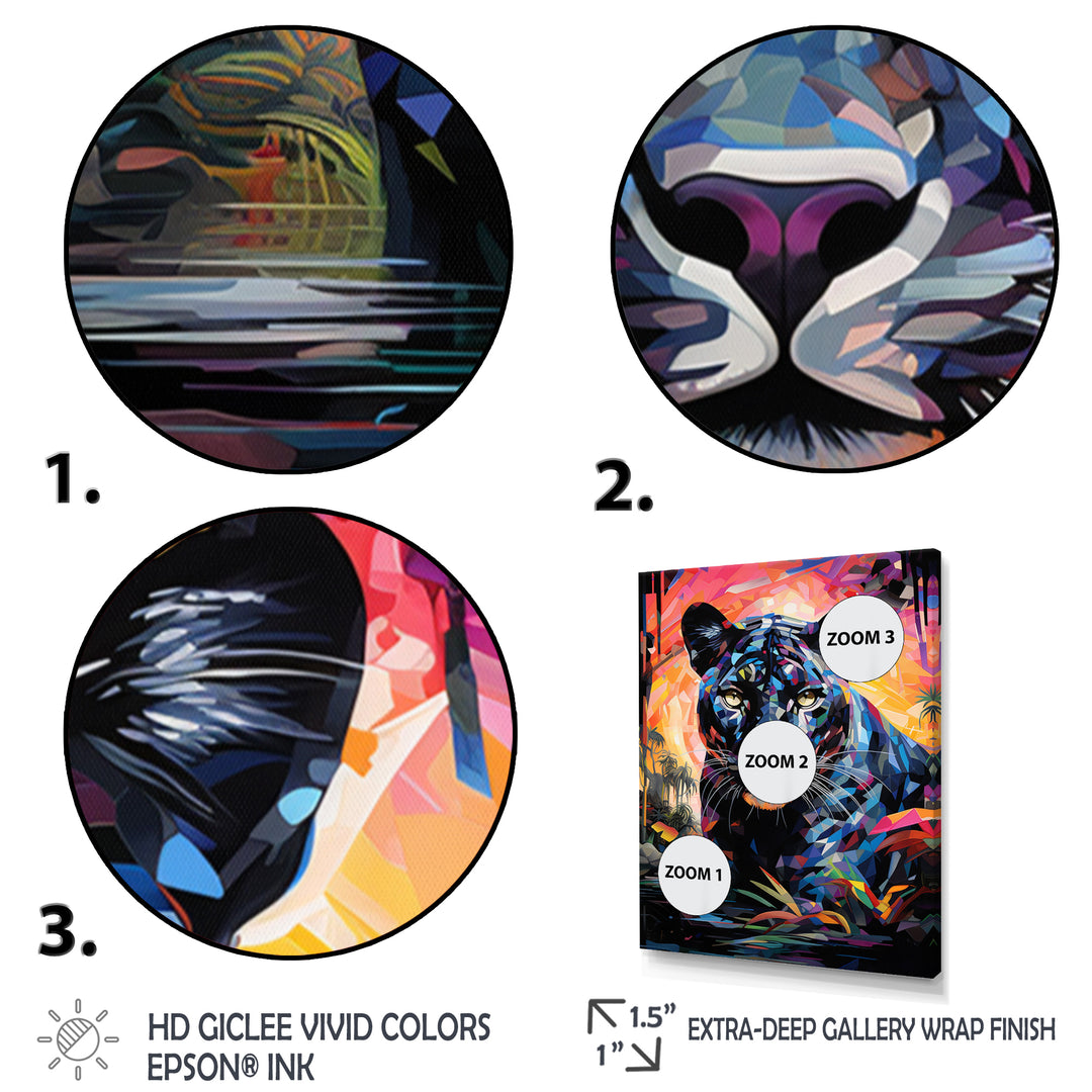 Colorful Panther Futuristic Wilderness Futurist - Multi-Color Panther Wall Art