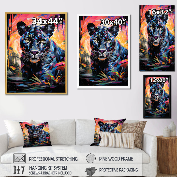 Colorful Panther Futuristic Wilderness Futurist - Multi-Color Panther Wall Art