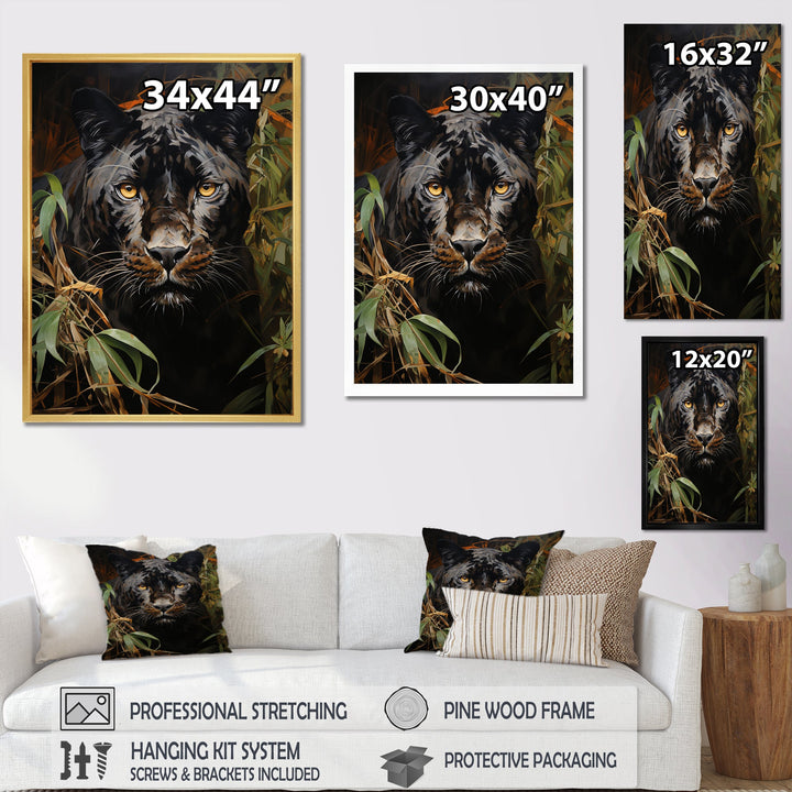 Green Panther Impressionist Elegance - Panther Home Decor Art