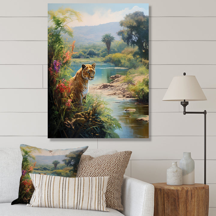 Coastal Tiger Impressionist Retreat - Tiger Living Room Wall Art