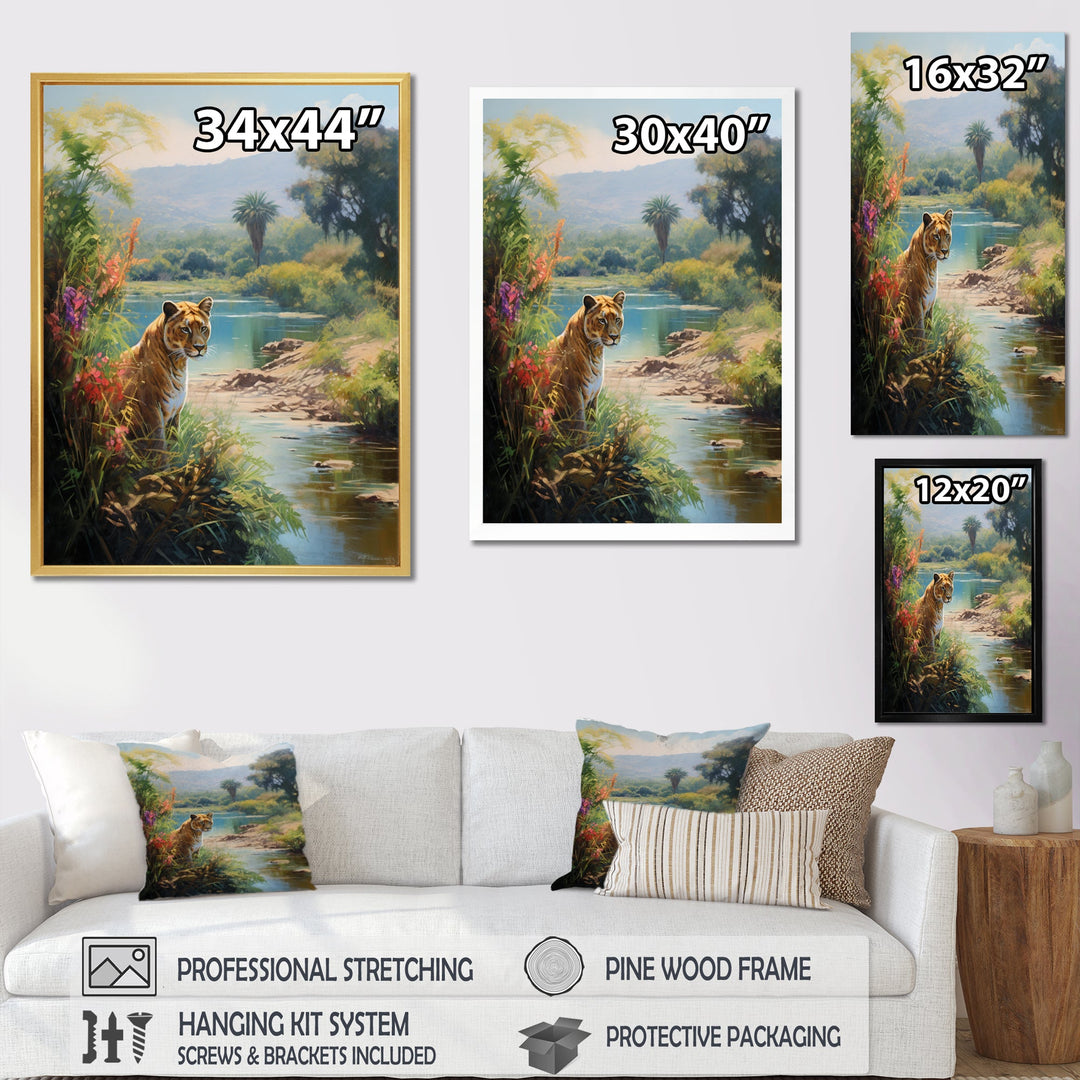 Coastal Tiger Impressionist Retreat - Tiger Living Room Wall Art
