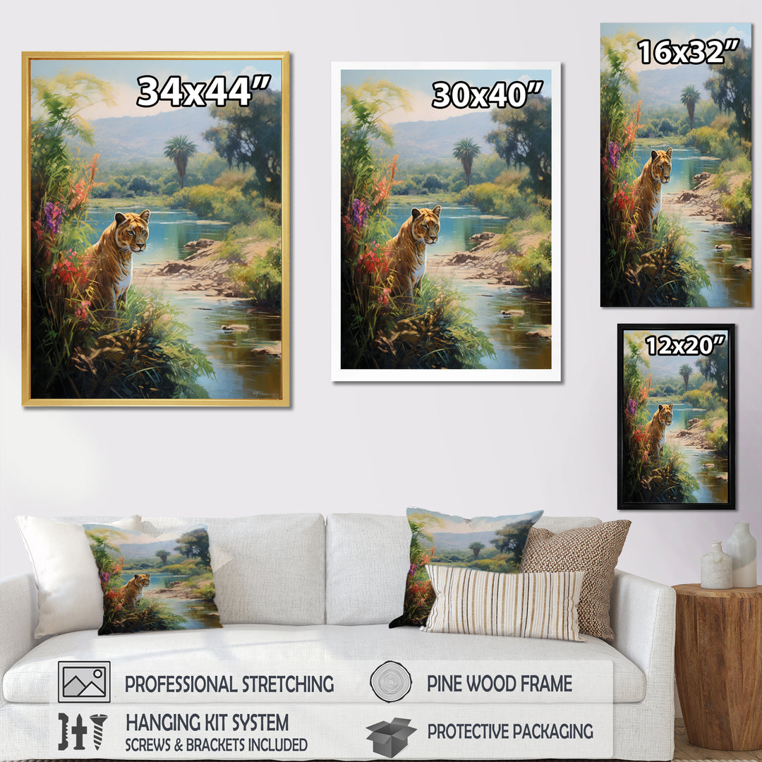 Coastal Tiger Impressionist Retreat - Tiger Living Room Wall Art
