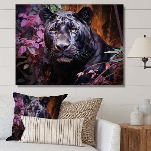 Purple Panther Romantic Twilight Watercolor - Panther Home Decor Art