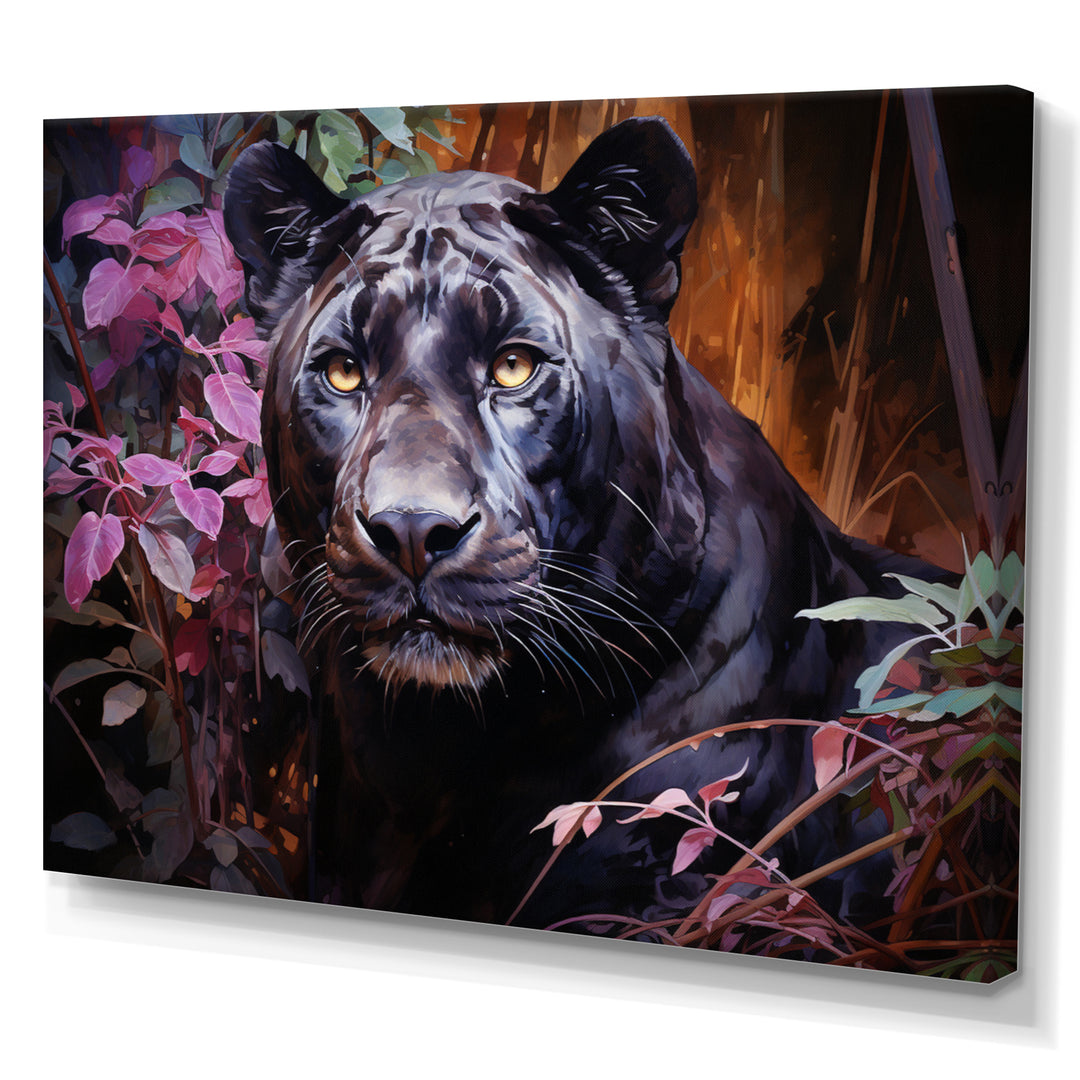Purple Panther Romantic Twilight Watercolor - Panther Home Decor Art