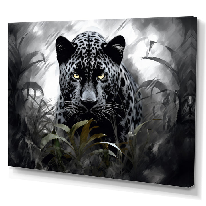 Grey White Panther Silent Majesty - Panther Bedroom Wall Art