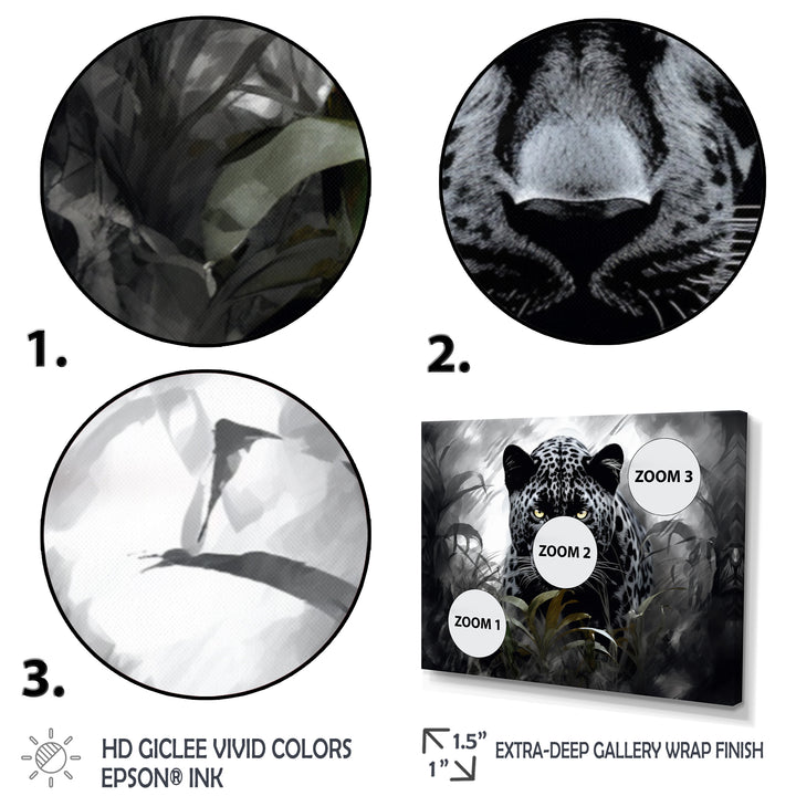 Grey White Panther Silent Majesty - Panther Bedroom Wall Art