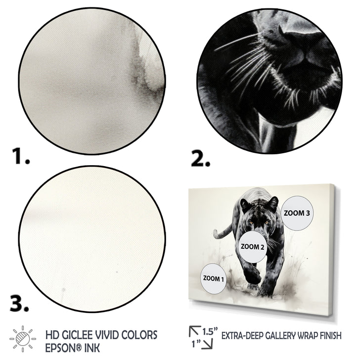 Grey White Panther Silent Stalker Ink - Panther Wall Decor