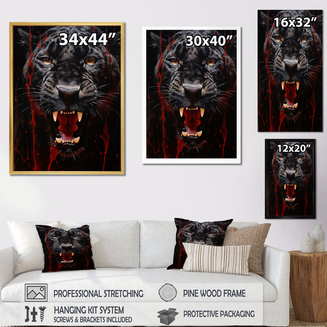 Black Red Panther Stealth And Strength - Panther Wall Decor