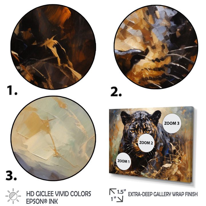 Gold Panther Presence Palette - Panther Large Canvas Wall Art